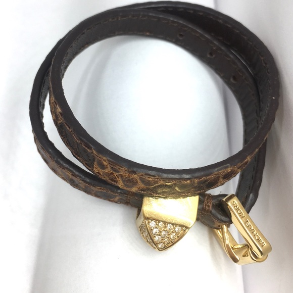 Michael Kors Brown Python Embossed Leather Wrap - Picture 2 of 6
